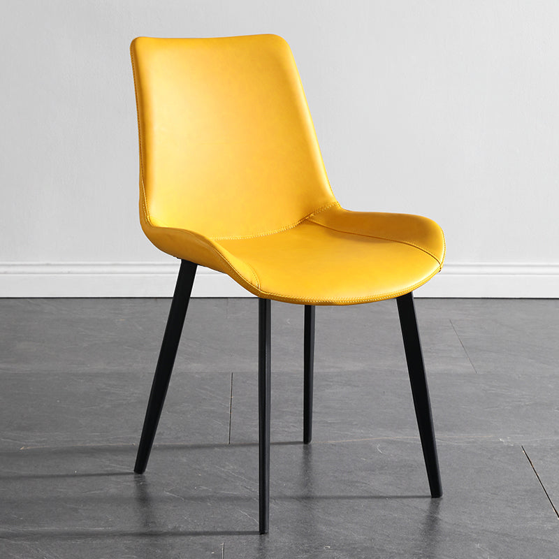Faux Leather and Metal Side Chair Set Upholstered Side Dining Chairs