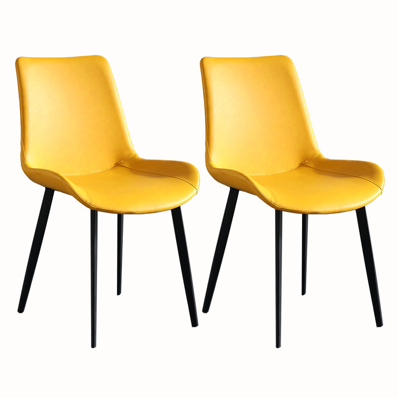 Faux Leather and Metal Side Chair Set Upholstered Side Dining Chairs