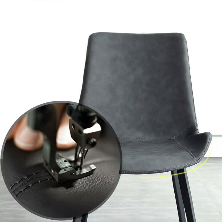 Faux Leather and Metal Side Chair Set Upholstered Side Dining Chairs