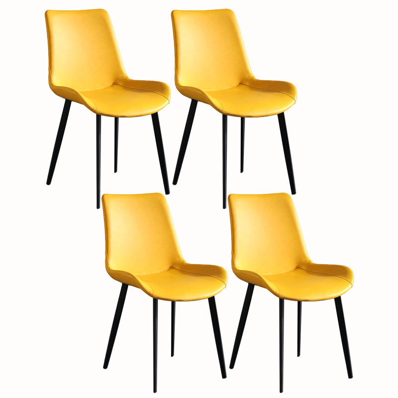 Faux Leather and Metal Side Chair Set Upholstered Side Dining Chairs