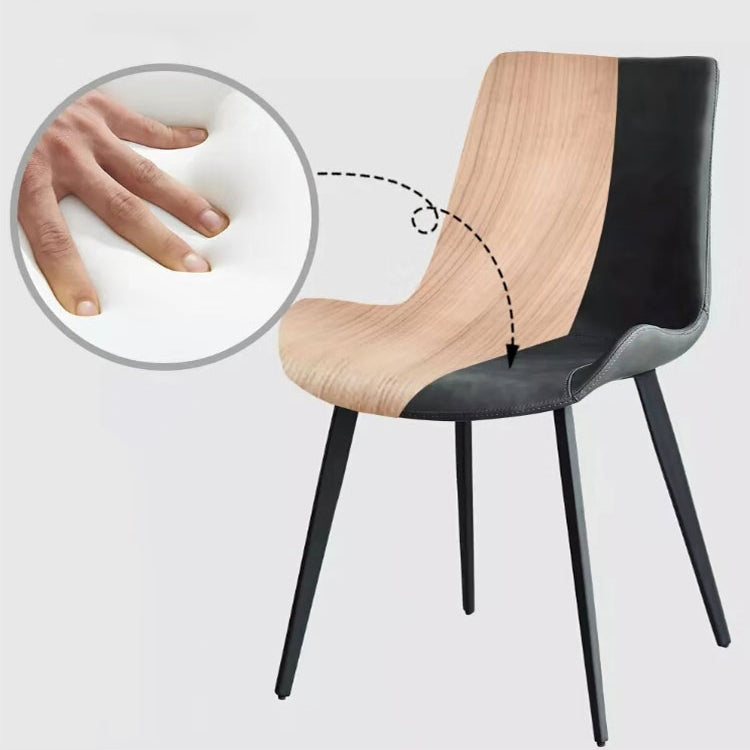 Faux Leather and Metal Side Chair Set Upholstered Side Dining Chairs