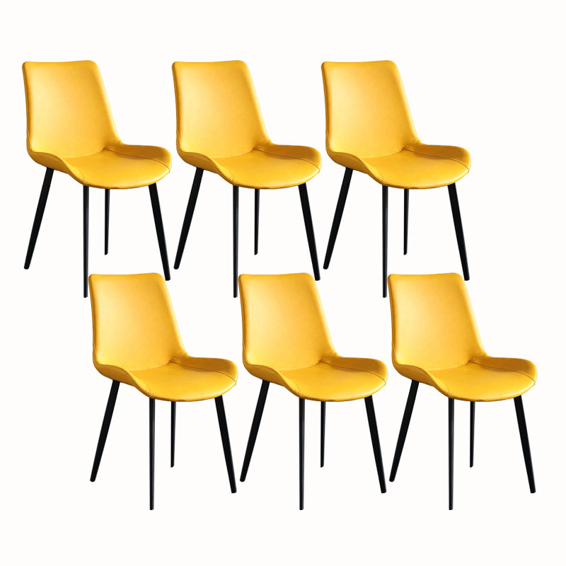 Faux Leather and Metal Side Chair Set Upholstered Side Dining Chairs