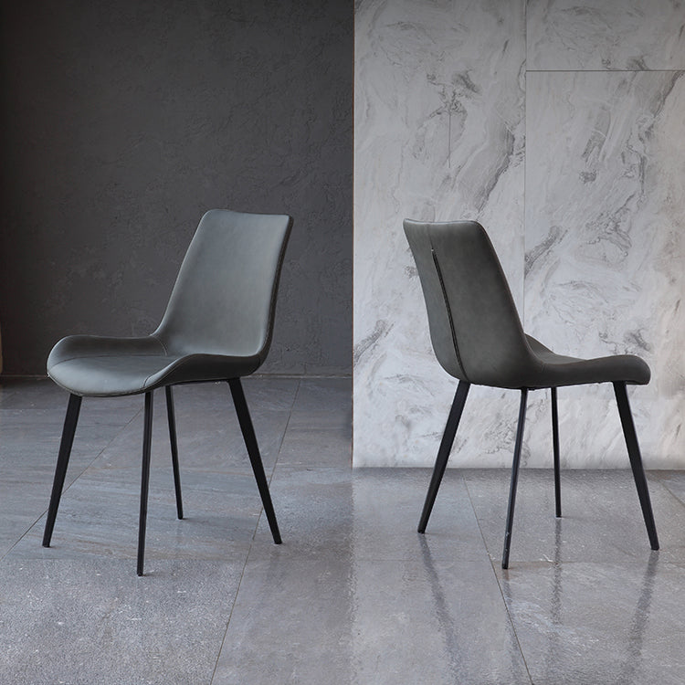 Faux Leather and Metal Side Chair Set Upholstered Side Dining Chairs