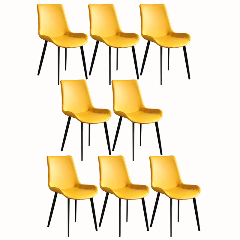Faux Leather and Metal Side Chair Set Upholstered Side Dining Chairs