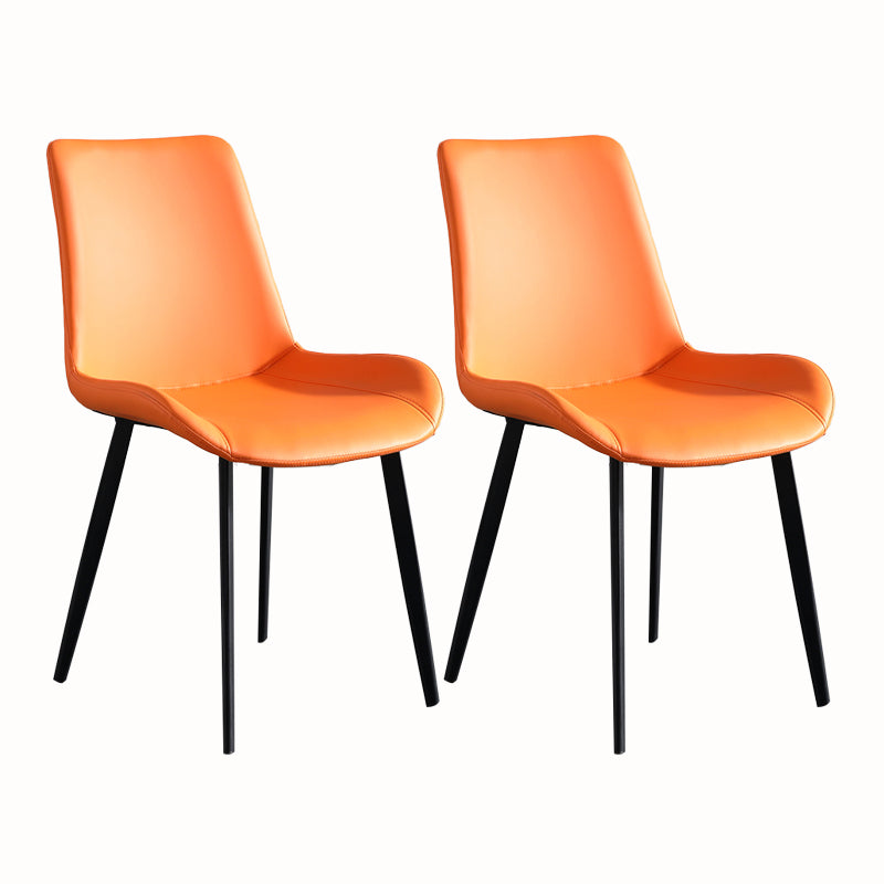 Faux Leather and Metal Side Chair Set Upholstered Side Dining Chairs