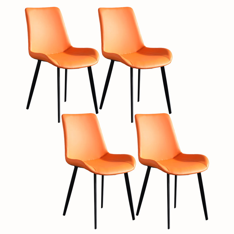 Faux Leather and Metal Side Chair Set Upholstered Side Dining Chairs
