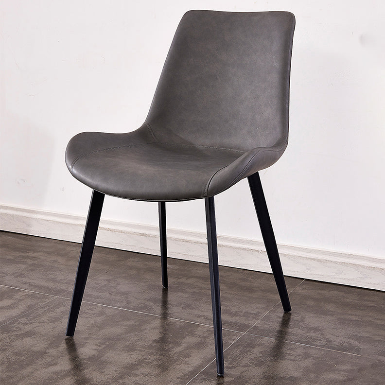 Faux Leather and Metal Side Chair Set Upholstered Side Dining Chairs