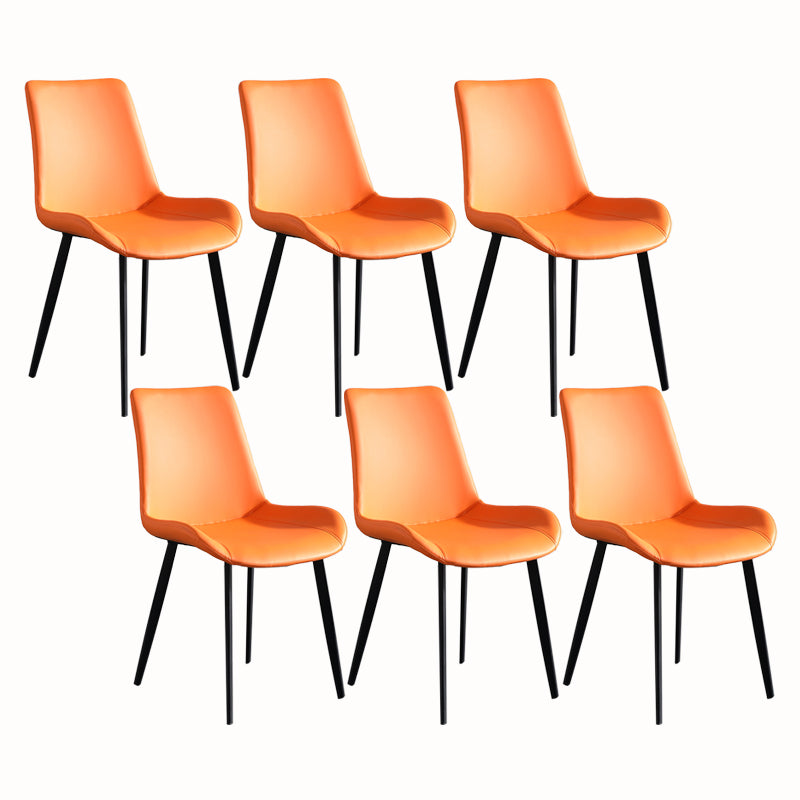 Faux Leather and Metal Side Chair Set Upholstered Side Dining Chairs