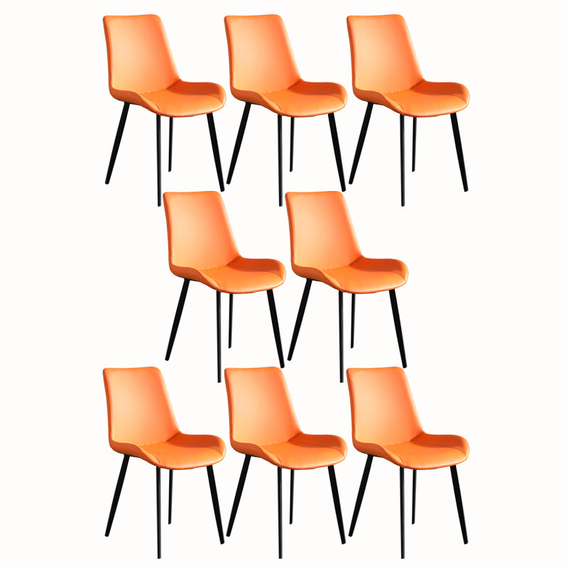 Faux Leather and Metal Side Chair Set Upholstered Side Dining Chairs