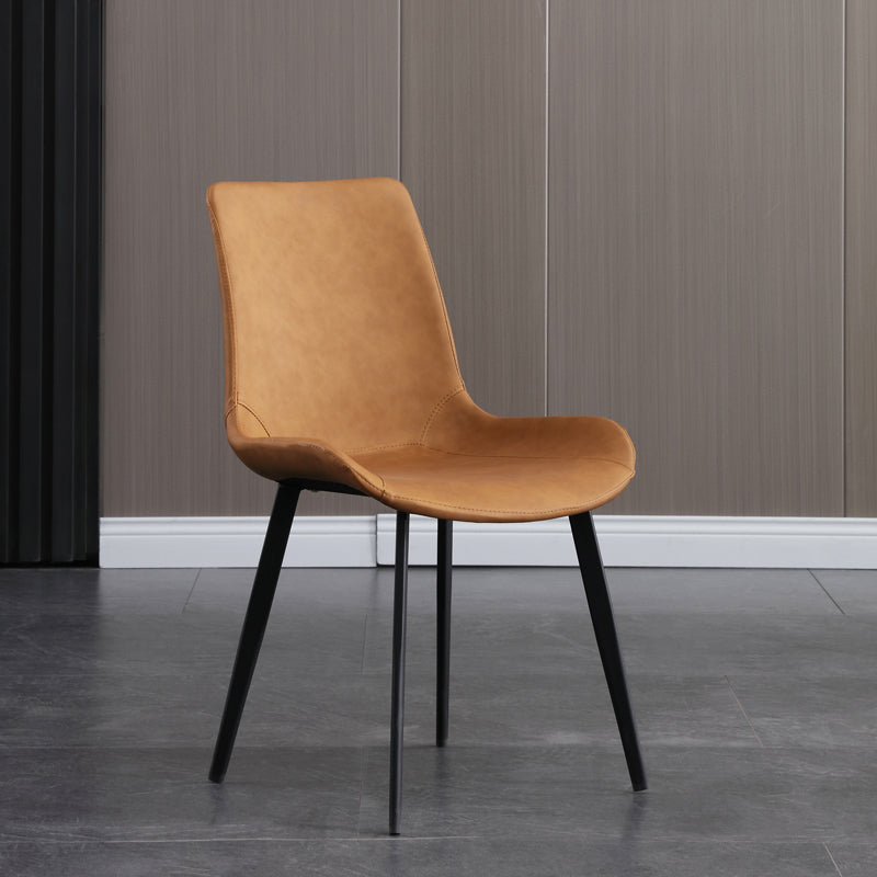 Faux Leather and Metal Side Chair Set Upholstered Side Dining Chairs