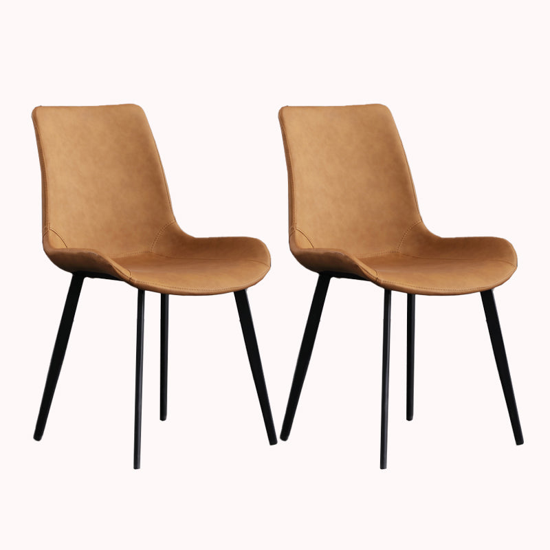 Faux Leather and Metal Side Chair Set Upholstered Side Dining Chairs