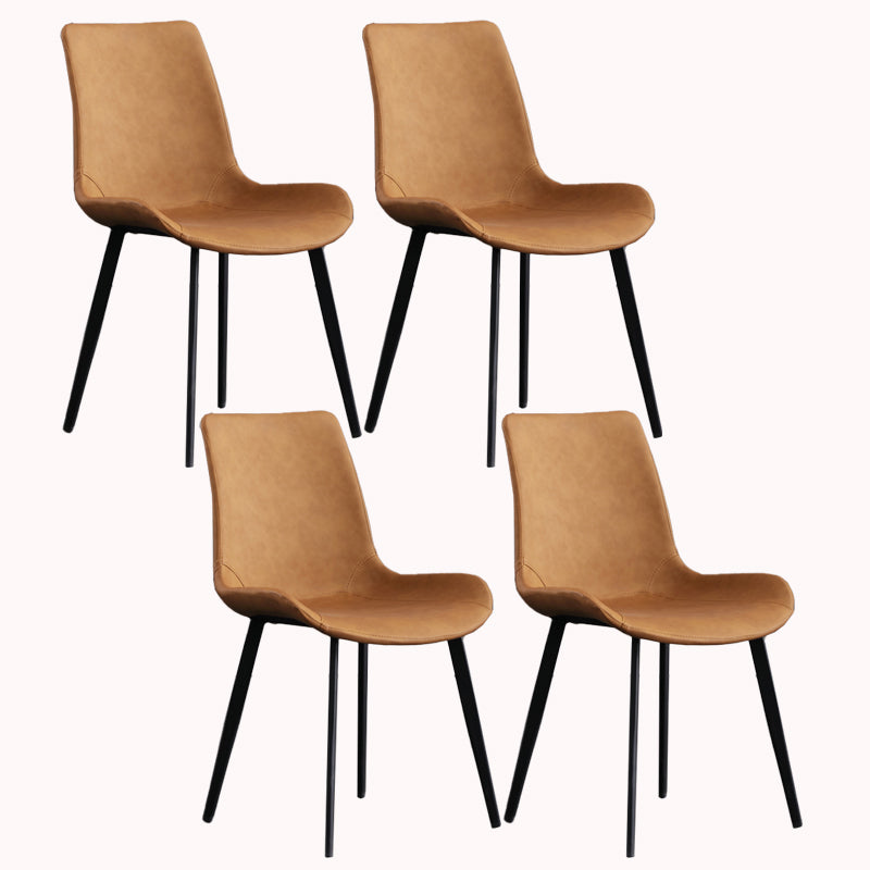 Faux Leather and Metal Side Chair Set Upholstered Side Dining Chairs