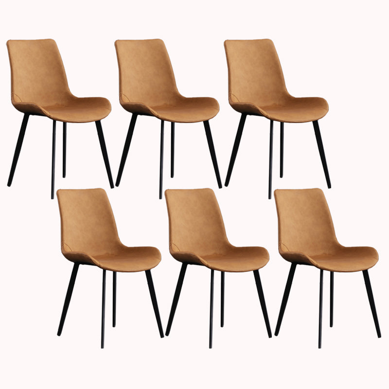 Faux Leather and Metal Side Chair Set Upholstered Side Dining Chairs
