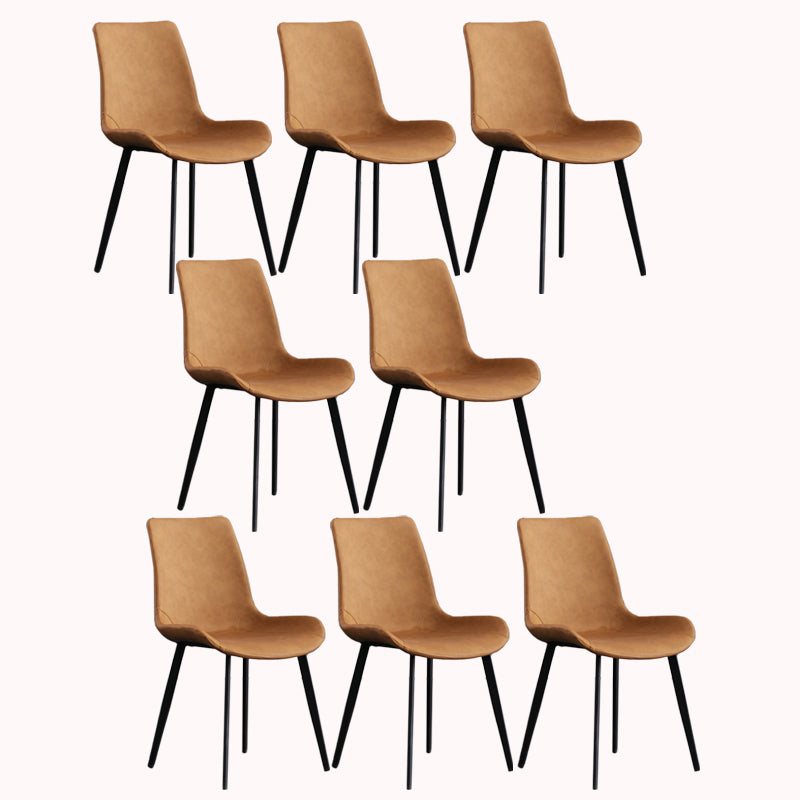 Faux Leather and Metal Side Chair Set Upholstered Side Dining Chairs