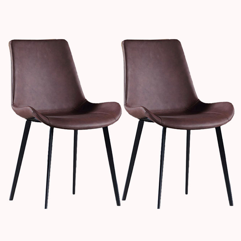Faux Leather and Metal Side Chair Set Upholstered Side Dining Chairs