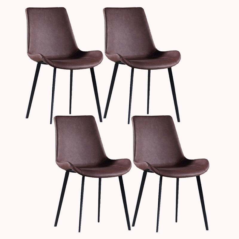 Faux Leather and Metal Side Chair Set Upholstered Side Dining Chairs