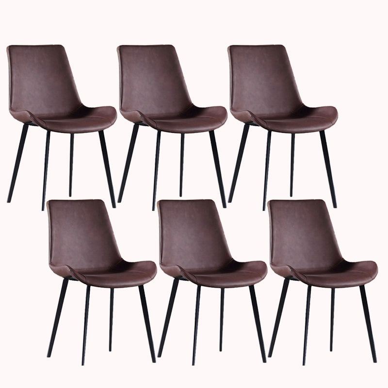 Faux Leather and Metal Side Chair Set Upholstered Side Dining Chairs