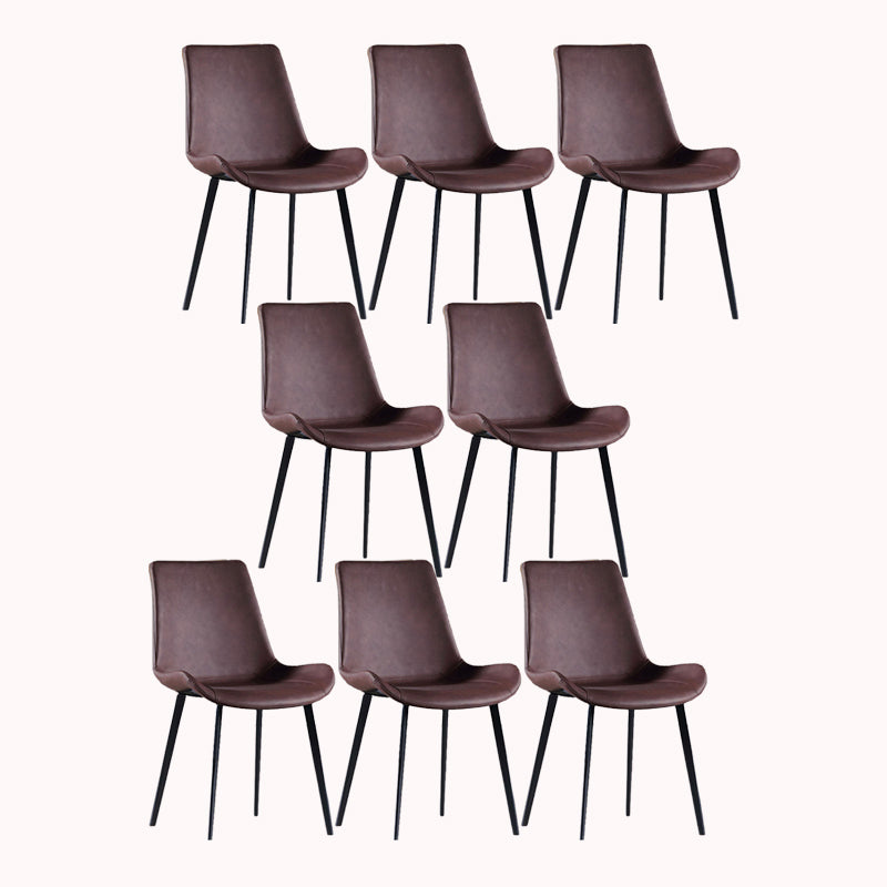 Faux Leather and Metal Side Chair Set Upholstered Side Dining Chairs