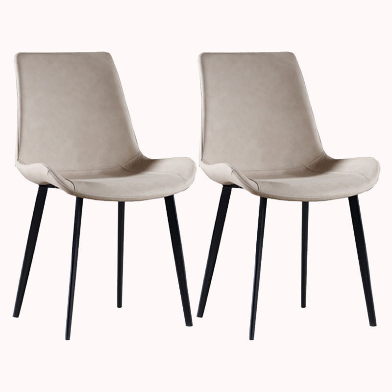 Faux Leather and Metal Side Chair Set Upholstered Side Dining Chairs