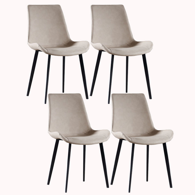Faux Leather and Metal Side Chair Set Upholstered Side Dining Chairs
