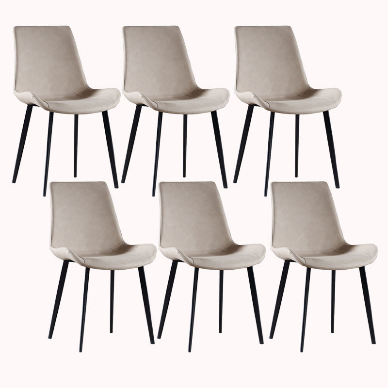 Faux Leather and Metal Side Chair Set Upholstered Side Dining Chairs
