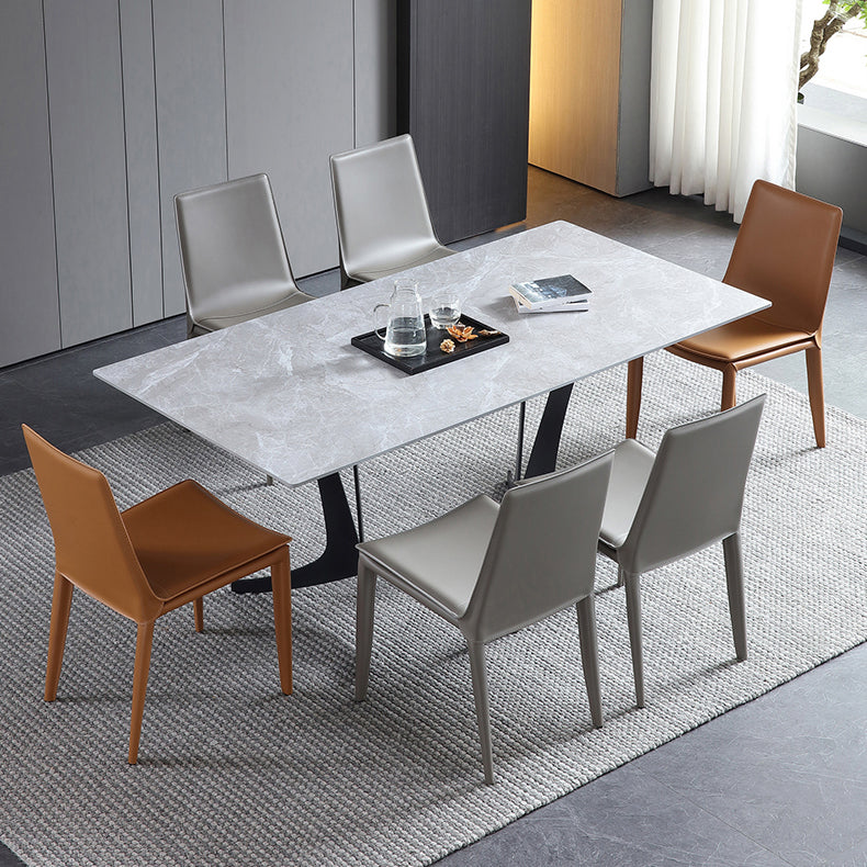 Upholstered Armless Dining Chairs Faux Leather Dining Side Chair
