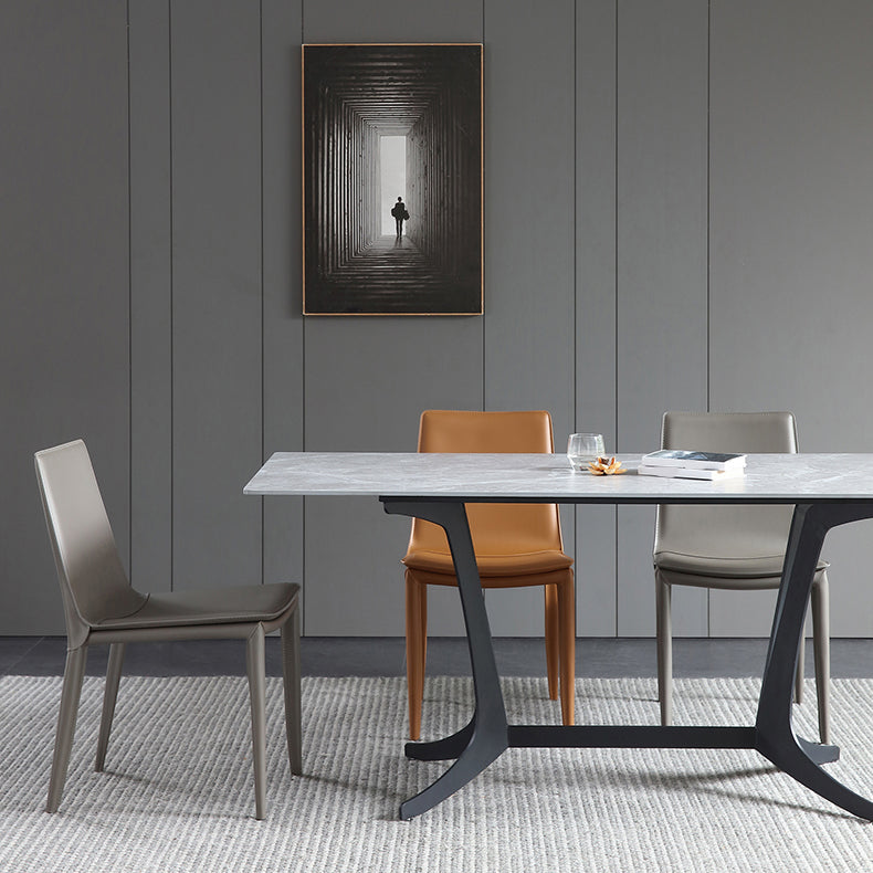 Upholstered Armless Dining Chairs Faux Leather Dining Side Chair