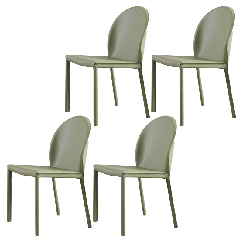 Orange and Green Dining Chairs Modern Faux Leather Armless Dining Side Chair