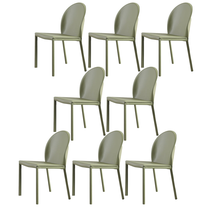 Orange and Green Dining Chairs Modern Faux Leather Armless Dining Side Chair