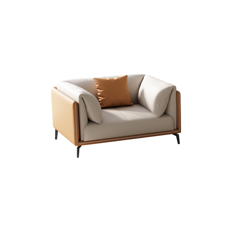 Contemporary Cushions Standard Pillow Top Arm Genuine Leather Sofa