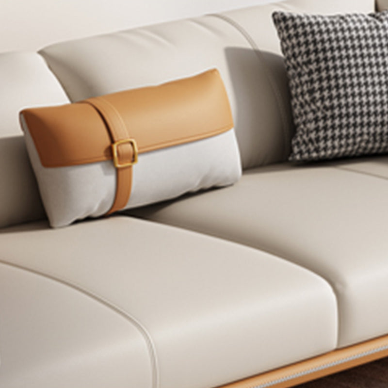 Contemporary Cushions Standard Pillow Top Arm Genuine Leather Sofa