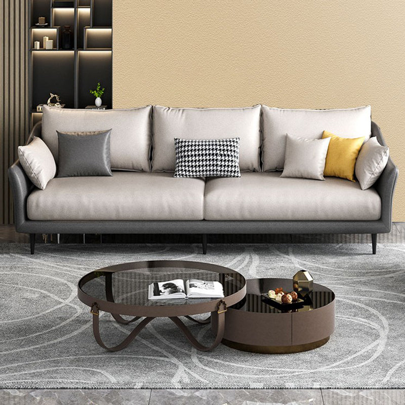 82.67" L Faux Leather Contemporary Sloped Arm Sofa Standard Sofa