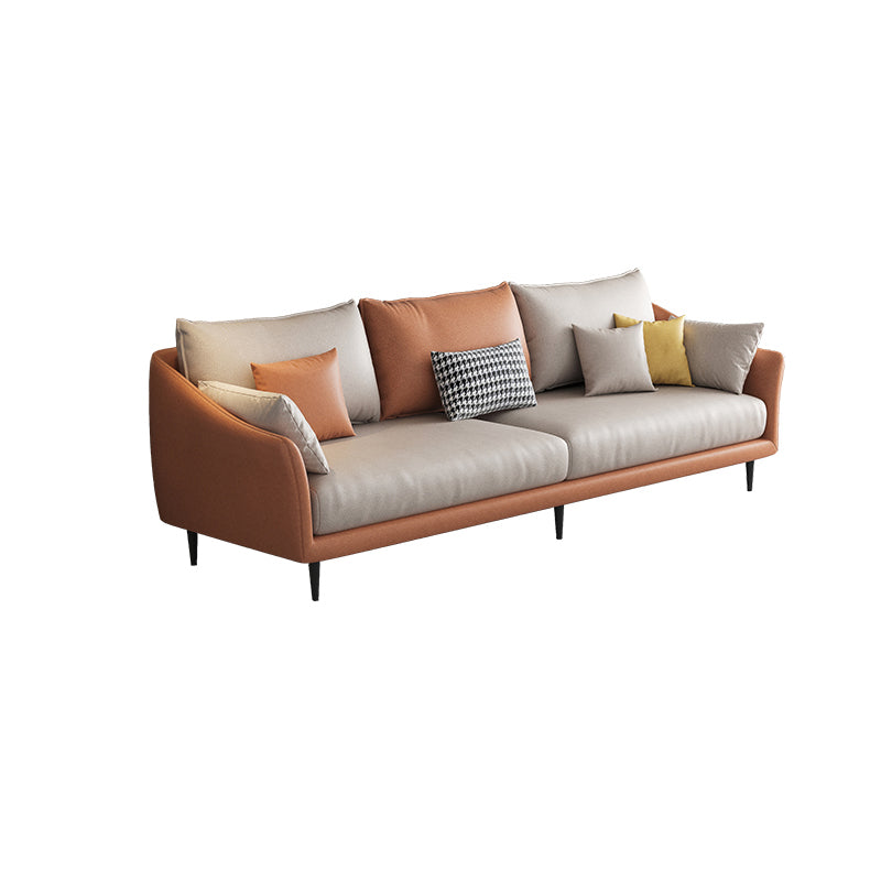 82.67" L Faux Leather Contemporary Sloped Arm Sofa Standard Sofa