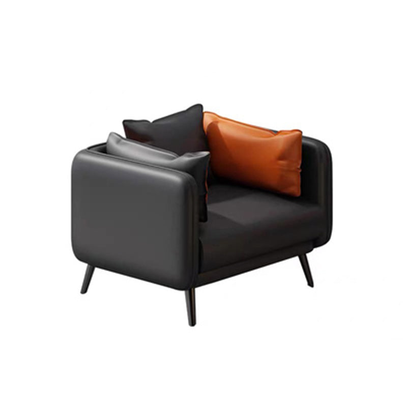 31.49" H Faux Leather Contemporary Tuxedo Arm Sofa Standard Sofa