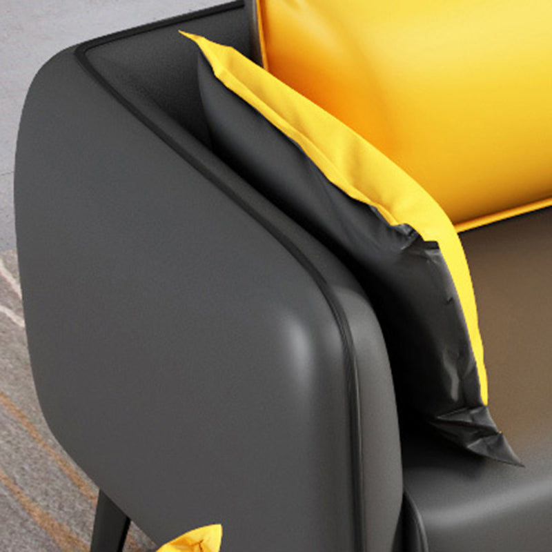 31.49" H Faux Leather Contemporary Tuxedo Arm Sofa Standard Sofa