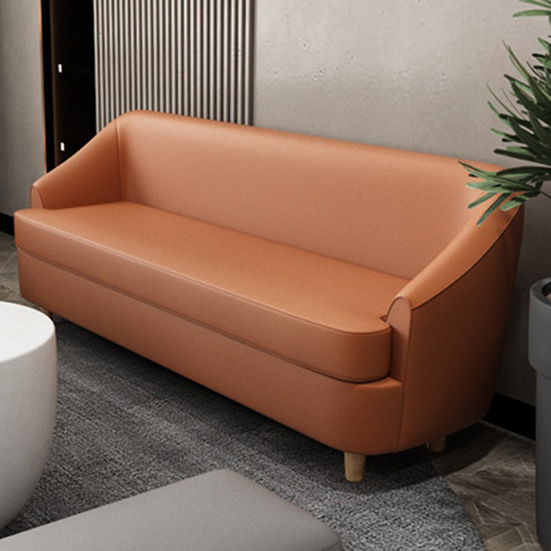 21.65" W x 27.55" H Faux Leather Recessed Arm Sofa Contemporary Stain Resistant Sofa