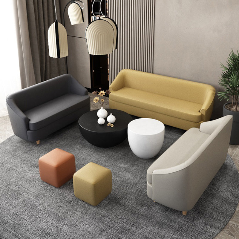 21.65" W x 27.55" H Faux Leather Recessed Arm Sofa Contemporary Stain Resistant Sofa