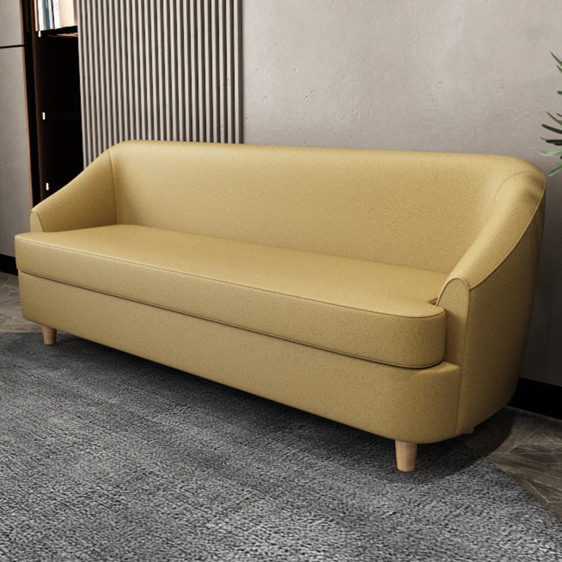 21.65" W x 27.55" H Faux Leather Recessed Arm Sofa Contemporary Stain Resistant Sofa