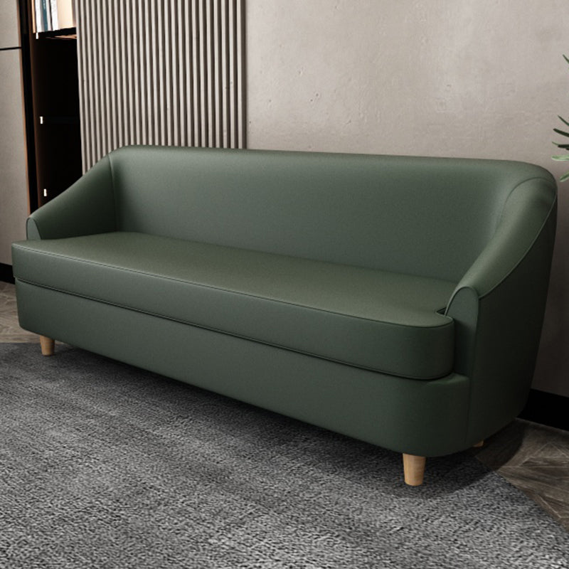 21.65" W x 27.55" H Faux Leather Recessed Arm Sofa Contemporary Stain Resistant Sofa