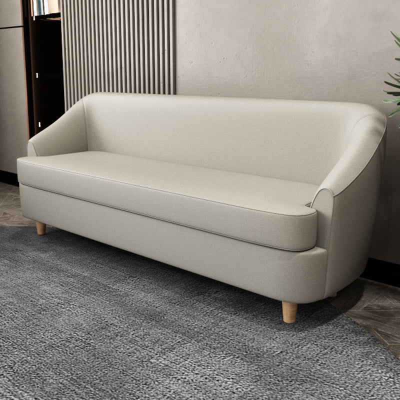 21.65" W x 27.55" H Faux Leather Recessed Arm Sofa Contemporary Stain Resistant Sofa