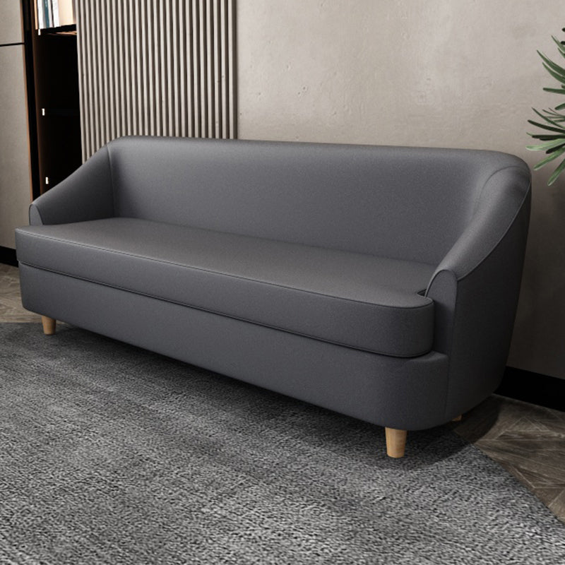 21.65" W x 27.55" H Faux Leather Recessed Arm Sofa Contemporary Stain Resistant Sofa