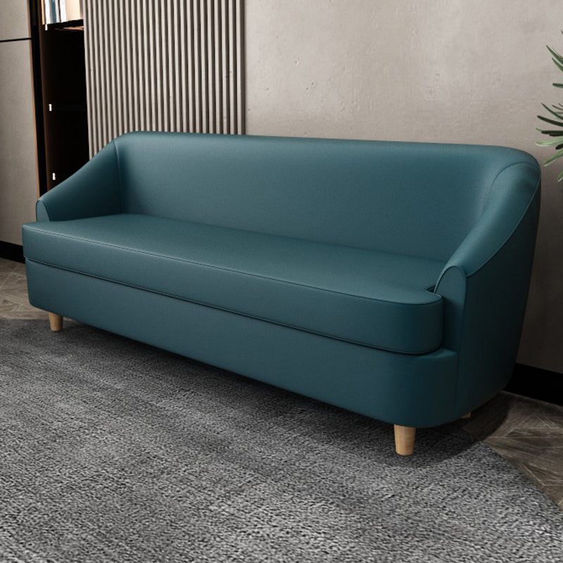 21.65" W x 27.55" H Faux Leather Recessed Arm Sofa Contemporary Stain Resistant Sofa