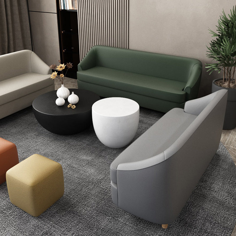 21.65" W x 27.55" H Faux Leather Recessed Arm Sofa Contemporary Stain Resistant Sofa