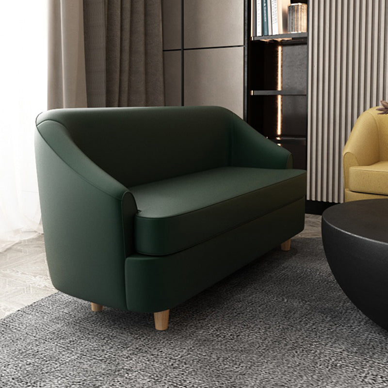 21.65" W x 27.55" H Faux Leather Recessed Arm Sofa Contemporary Stain Resistant Sofa