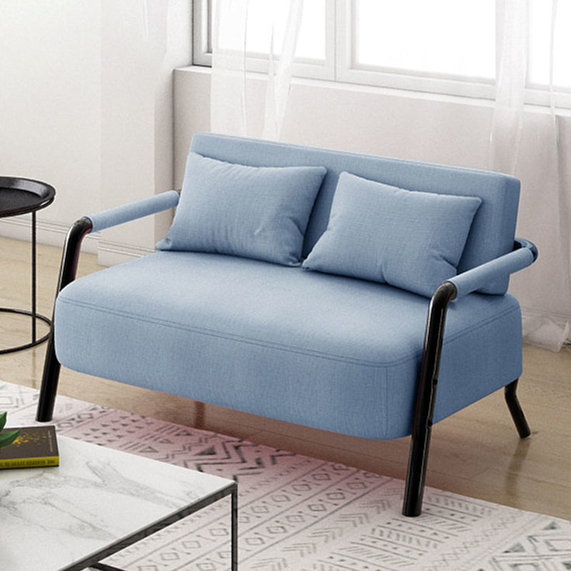 Contemporary Sofa with 2 Pillows Standard Square Arm Black Sofa