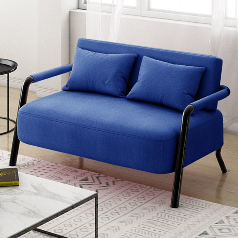 Contemporary Sofa with 2 Pillows Standard Square Arm Black Sofa