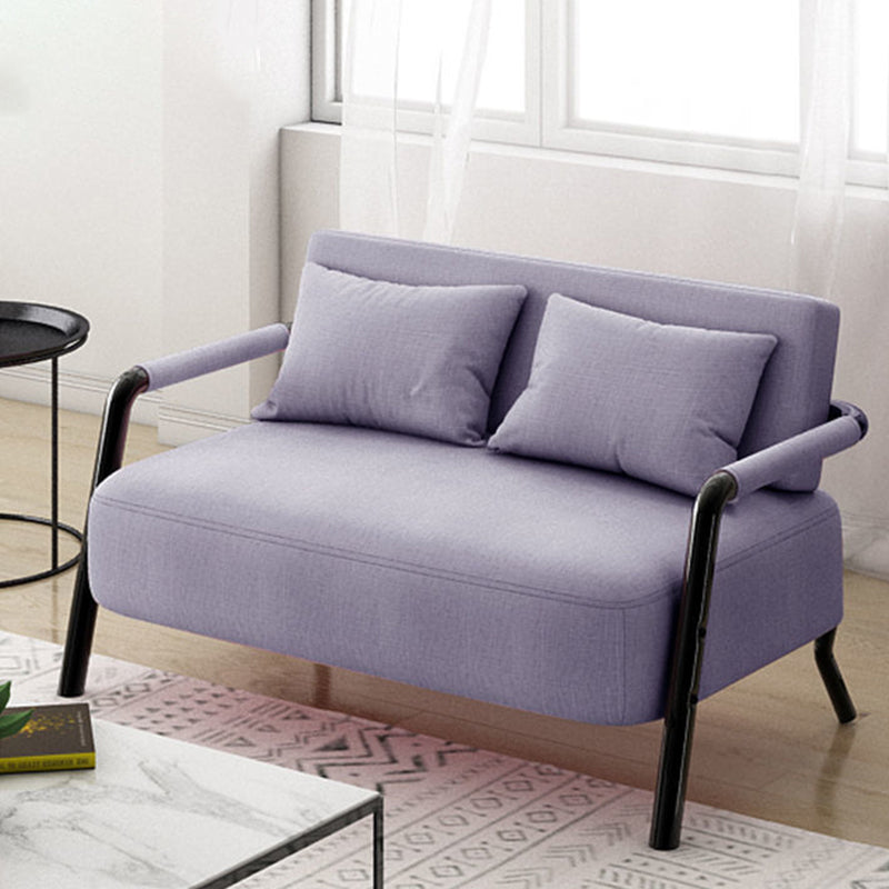 Contemporary Sofa with 2 Pillows Standard Square Arm Black Sofa
