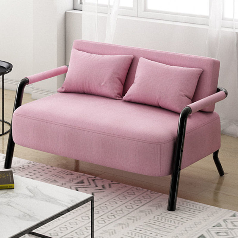 Contemporary Sofa with 2 Pillows Standard Square Arm Black Sofa