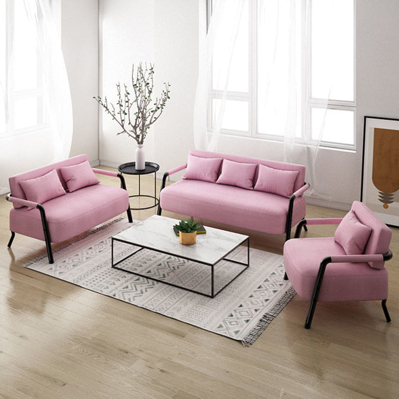 Contemporary Sofa with 2 Pillows Standard Square Arm Black Sofa