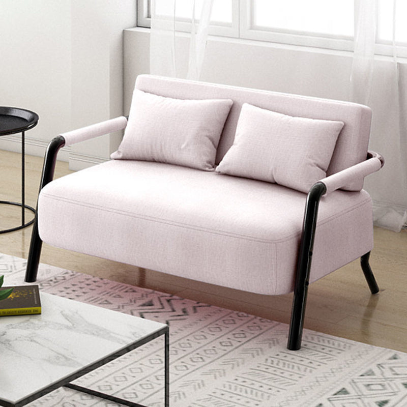 Contemporary Sofa with 2 Pillows Standard Square Arm Black Sofa